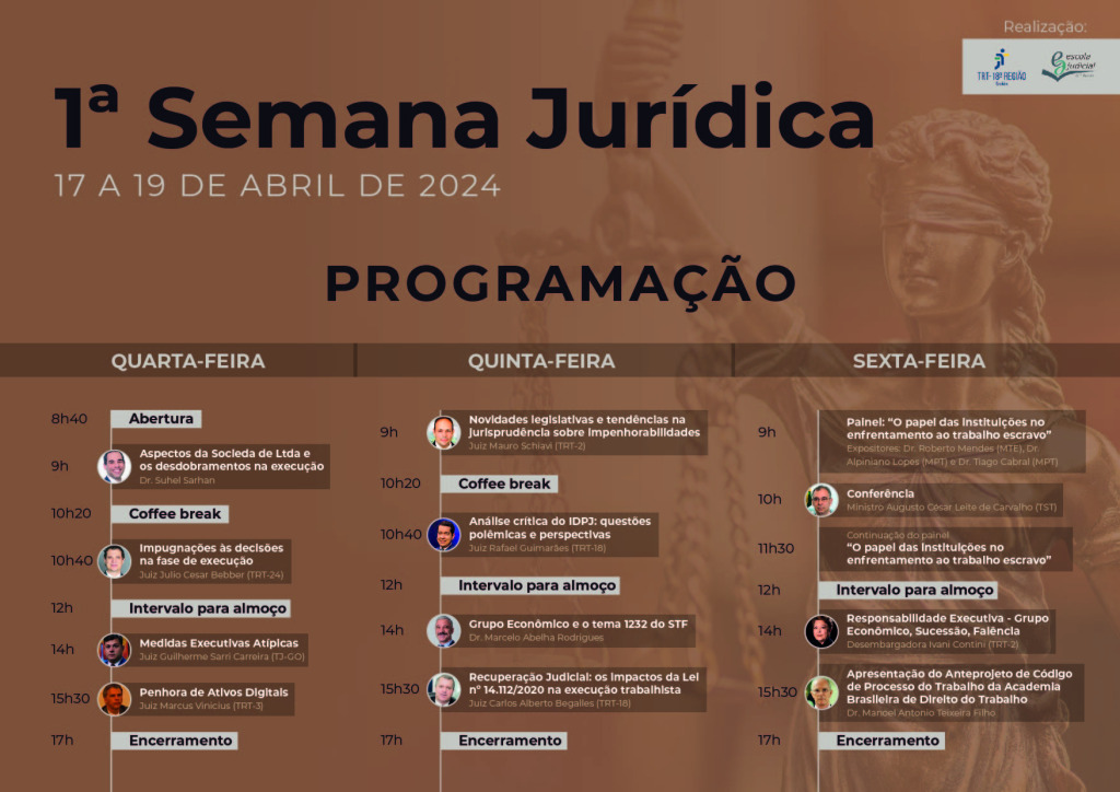 Imagem com as datas, horários, temas das palestras e nomes dos palestrantes