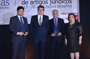 Presidente Elza Silveira, vice-presidente Aldon Taglialegna, presidente da Amatra18, Cleber Sales e procurador regional do Trabalho, Januário Ferreira