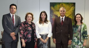 A presidente Elza Silveira com a futura desembargadora Iara Rios, o diretor-geral Ricardo Lucena, o secretário geral judiciário Marcos Antunes e a secretária geral da Presidência Aldaíse Machado