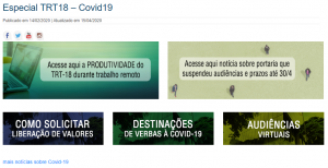 Nova página de produtividade e notícias relativas à Covid-19