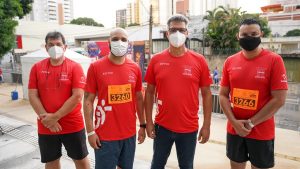 Diretor-geral do TRT-18, Alvaro Resende; Carlos Lima, representante do Bradesco; presidente do TRT-18, desembargador Daniel Viana Júnior, e Leandro Sales, gerente da agencia do TRT-18