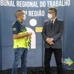 O presidente do TRT, desembargador Daniel Viana Júnior, reuniu-se com a delegação de atletas na tarde de segunda-feira