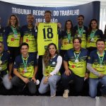 O presidente do TRT, desembargador Daniel Viana Júnior, reuniu-se com a delegação de atletas na tarde de segunda-feira