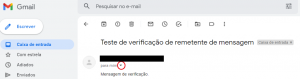 Teste de verificação de remetente