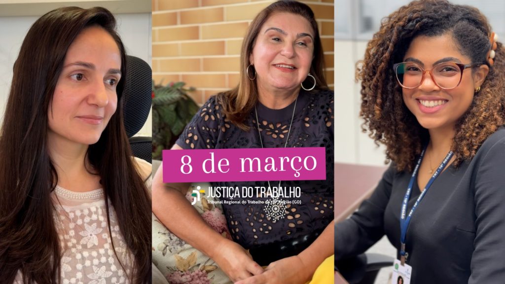 Três mulheres sorrindo para a foto, sentadas, sendo uma branca de cabelos pretos compridos, usando blusa branca. A outra branca, de cabelos castanhos na altura do ombro, e a terceira, negra, de cabelos encaracolados usando óculos