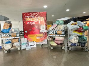 Foto das doações enviadas para o Rio Grande do Sul.