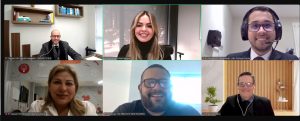 Foto de audiência telepresencial com a participação do juiz Eliseu Barcellos.