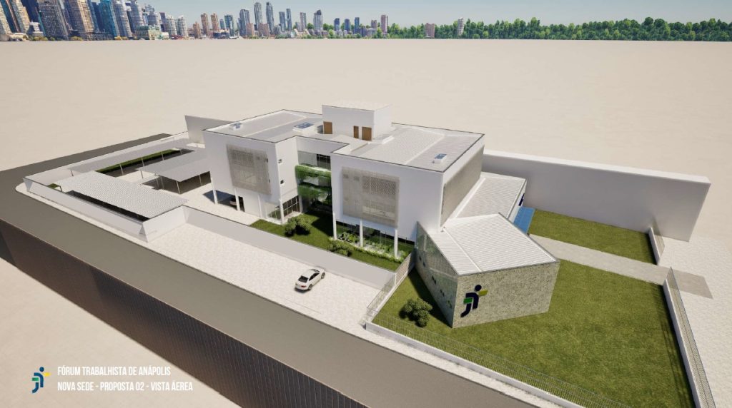 Maquete das futuras instalações do Foro Trabalhista de Anápolis