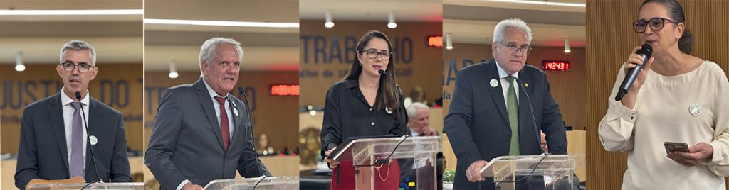Várias pessoas discursando