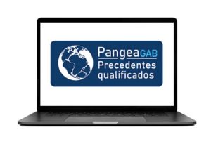 Imagem contém um computador notebook com a inscrição PANGEAGAB - precedentes qualificados