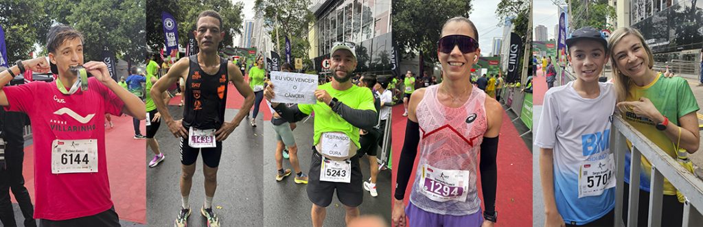 Montagem com fotos de atletas participantes da Meia Maratona TRT Goiás 2025